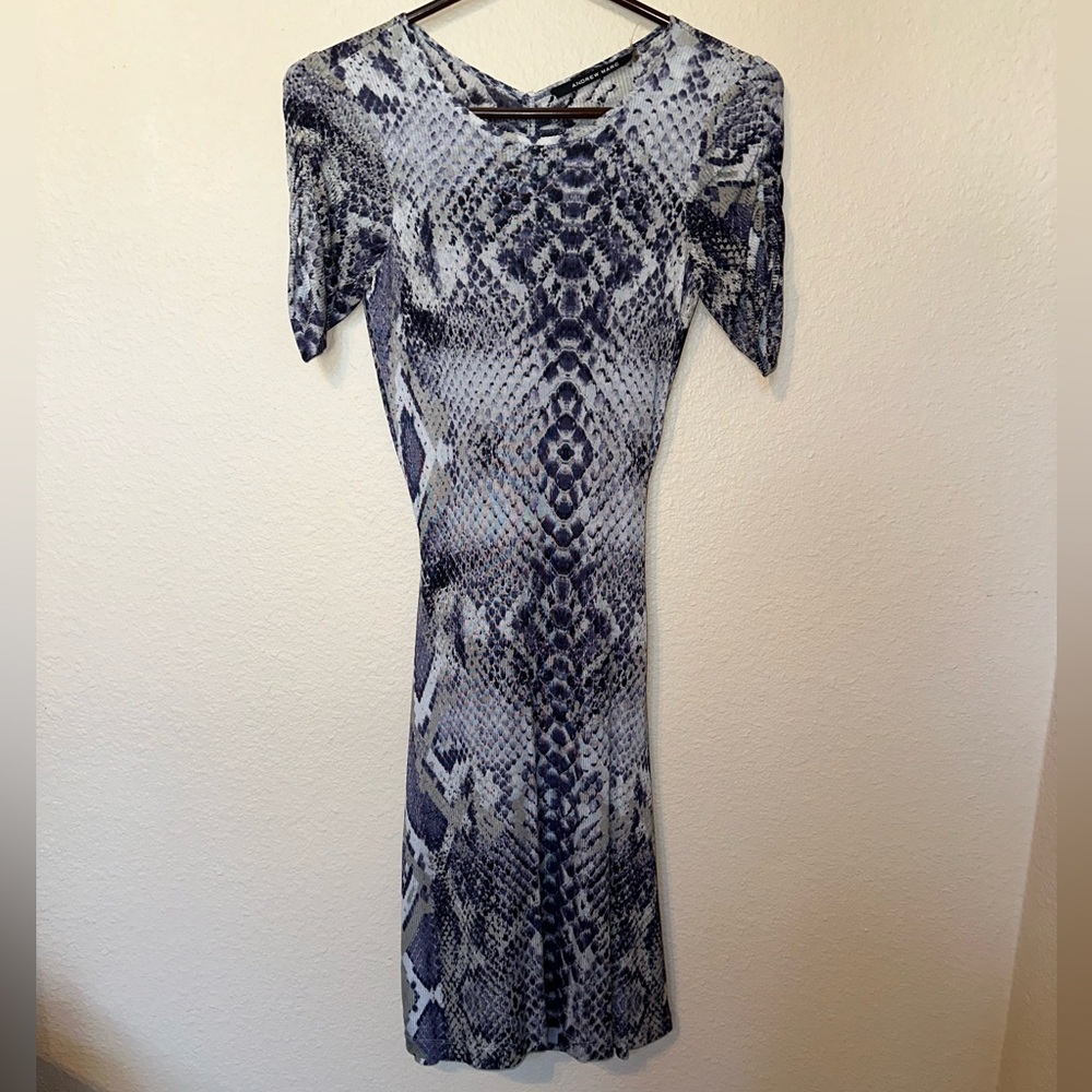 Andrew Marc Snake Print Silk Cutout Dress Size 2